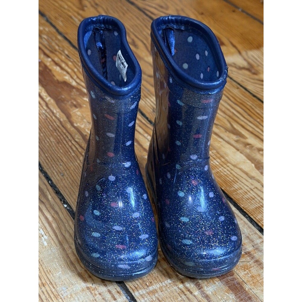 Toddler Girls Carter's Navy Blue Polka Dot Rain Boots, Size 5M
